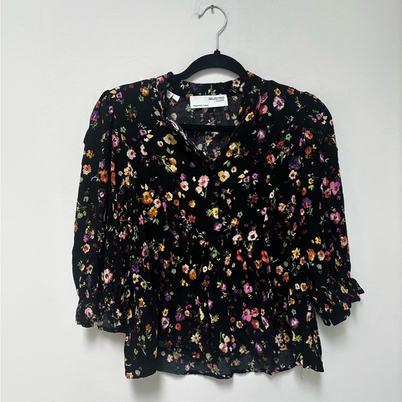 SELECTED FEMME | slfjyn floral print blouse | size 34 - Picture 4 of 6
